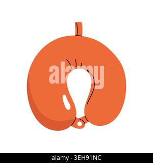 Orange inflatable neck pillow for travel comfort isolated on white background vector Stock Vector