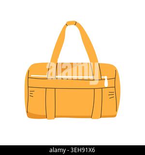 Yellow duffle bag for travel or sport isolated on white background vector Stock Vector
