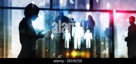 Workforce Data Integration and Global HR Network Optimization. Stock Photo