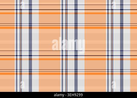 Complexity background textile tartan, robe texture seamless vector. Free pattern check plaid fabric in orange and pastel colors palette. Stock Vector