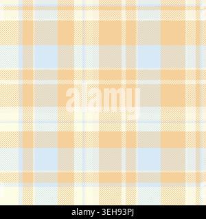 Manufacture fabric vector texture, frame plaid pattern check. Paper tartan background seamless textile in amber and light colors palette. Stock Vector