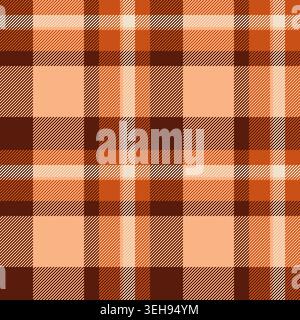 Fashioned texture background fabric, neutral textile seamless check. Exotic pattern tartan vector plaid in orange and red colors palette. Stock Vector