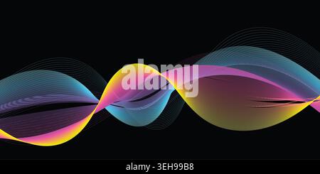 Colorful Neon Audio Wave Background for Futuristic Music Technology Design Stock Vector