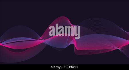 Vibrant Purple Pink Neon Wave Background for Futuristic Digital Branding Stock Vector