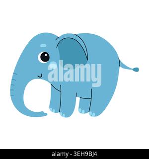 Cute cartoon elephant. African animal design. Vector flat illustration isolated on a white background Stock Vector