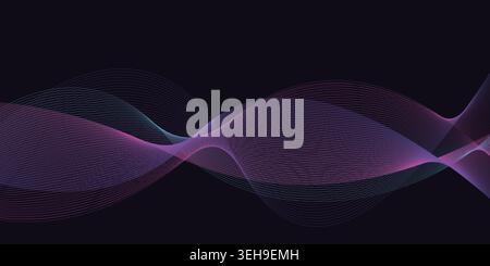 Futuristic Purple Neon Wave Abstract Background for Modern Digital Technology Presentation Stock Vector