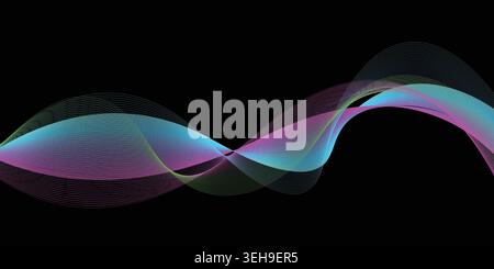 Vibrant Neon Gradient Wave Abstract Background for Futuristic Creative Technology Design Stock Vector