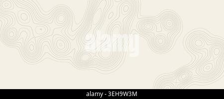 Topography Map Wave Line Territory Relief Pattern, Topology Contour Background, Linear Landscape Texture. Surveyor Geographic Mapping Park, Earth Stock Vector