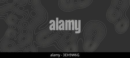 Topography Map Wave Line Territory Relief Pattern, Topology Contour Background, Linear Landscape Texture. Surveyor Geographic Mapping Park, Earth Stock Vector