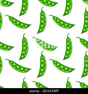 Seamless pattern of fresh green peas Stock Vector