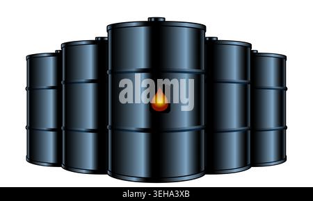 Illustration of an oil metal barrels Stock Vector