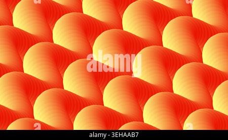 Vibrant orange and yellow 3D gradient wavy lines create a seamless modern abstract texture background Stock Photo