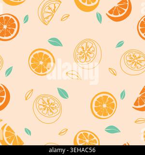 Citrus Slices Seamless Pattern Cream Tropical Stock Vector