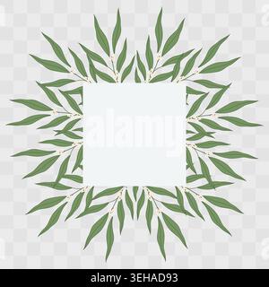Square frame border made of Olive twigs Minimalistic Flat botanical composition Copy space Template. Isolated Vector Invitation, Flyer, poster Branding Packaging card template, label, tag Promo banner Stock Vector