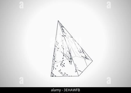 Abstract futuristic pyramid structure rendered as a clean geometric network background Stock Vector