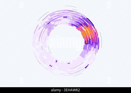 Concentric circular tech segments with dynamic blue glow accents Stock Vector