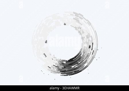 Abstract digital ring interface made from layered geometric arc blocks Stock Vector