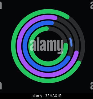 Vibrant circular composition built from bold rounded ring segments Stock Vector