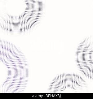 Modern dotted background featuring floating circular ring forms built from clean vector particles Stock Vector