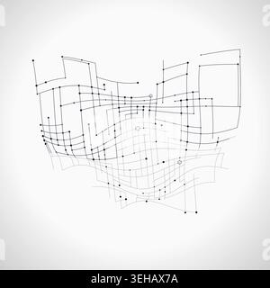 Abstract futuristic 3D wave terrain rendered as a clean geometric network background Stock Vector
