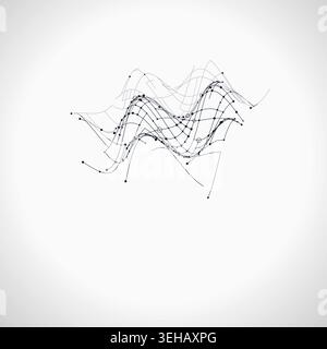 Abstract futuristic 3D wave terrain rendered as a clean geometric network background Stock Vector