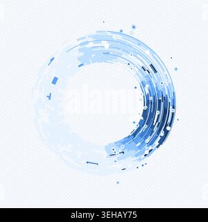 Abstract digital ring interface made from layered geometric arc blocks Stock Vector