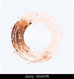 Abstract digital ring interface made from layered geometric arc blocks Stock Vector