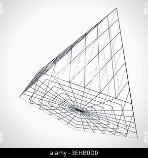 Abstract futuristic pyramid structure rendered as a clean geometric network background Stock Vector