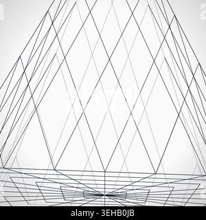 Abstract futuristic pyramid structure rendered as a clean geometric network background Stock Vector