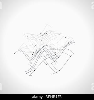 Abstract futuristic 3D wave terrain rendered as a clean geometric network background Stock Vector