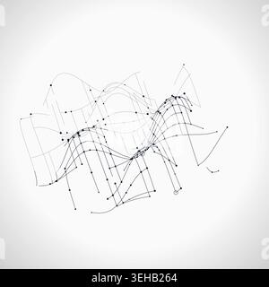 Abstract futuristic 3D wave terrain rendered as a clean geometric network background Stock Vector