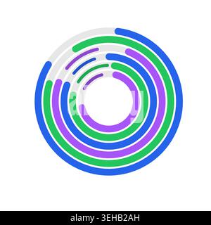 Vibrant circular composition built from bold rounded ring segments Stock Vector