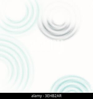 Modern dotted background featuring floating circular ring forms built from clean vector particles Stock Vector