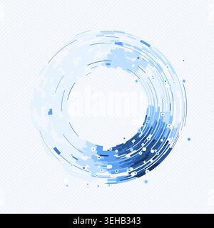 Abstract digital ring interface made from layered geometric arc blocks Stock Vector