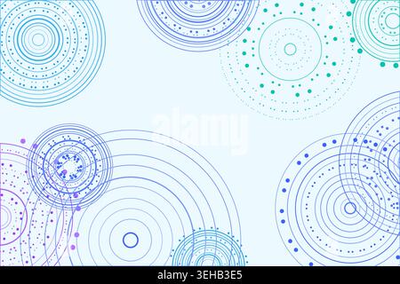 Abstract background made from overlapping concentric circle groups with subtle flattened transparency colors Stock Vector