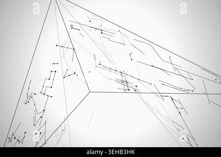 Abstract futuristic pyramid structure rendered as a clean geometric network background Stock Vector