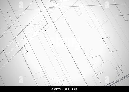 Modern technology-inspired 3D wire cube with layered lines and connection points Stock Vector
