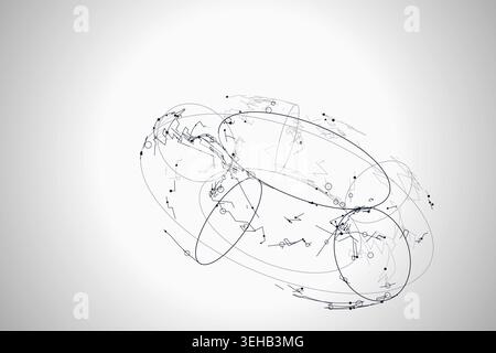 Modern technology-inspired 3D wire torus with layered lines and connection points Stock Vector