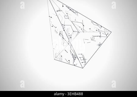 Abstract futuristic pyramid structure rendered as a clean geometric network background Stock Vector