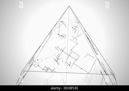 Abstract futuristic pyramid structure rendered as a clean geometric network background Stock Vector