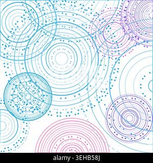 Abstract background made from overlapping concentric circle groups with subtle flattened transparency colors Stock Vector