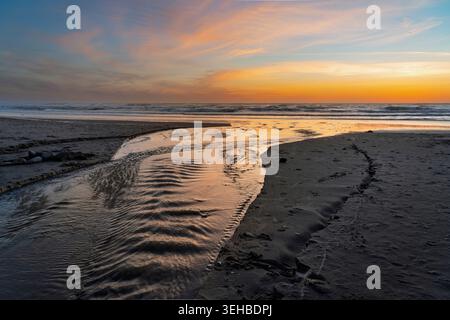Colorful sunset over the Pacific Ocean at Lincoln City, Oregon, USA. Stock Photo