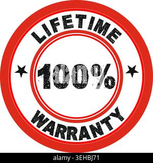 Lifetime warranty badge stamp for product packaging retail branding and quality guarantee label Editable eps file. Stock Vector