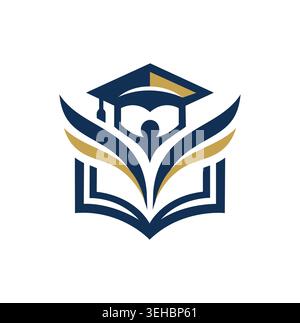 Professional and modern education logo template with book and graduation cap. Stock Vector