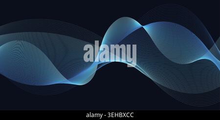 Dark Blue Futuristic Wave Abstract Background for Luxury Technology Presentation Design Stock Vector