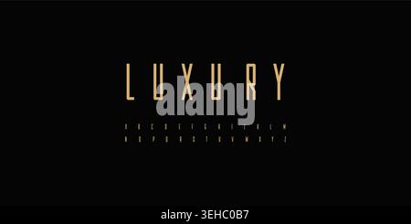 Luxury Tall Font Condensed Alphabet Gold Letter Set, Modern Typeface for Premium Branding, Fashion Boutique Headline, Jewelry Logo, Editorial Title Stock Vector