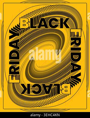 Modern Black Friday Poster Dynamic Circular Text Layout Stock Vector