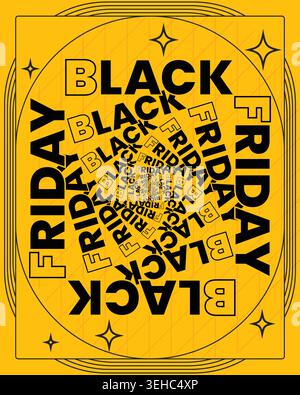 Black Friday Poster Central Focus Circular Layout Design Stock Vector