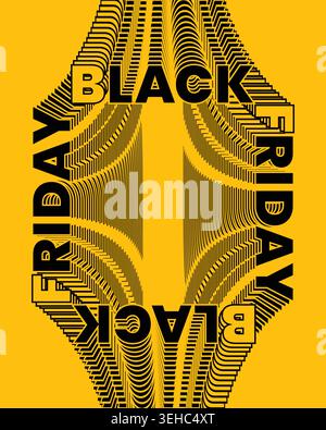 Stylish Black Friday Poster Circular Typography Art Stock Vector