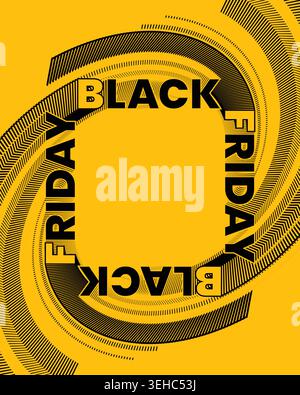 Creative Black Friday Poster Circular Text Composition Stock Vector
